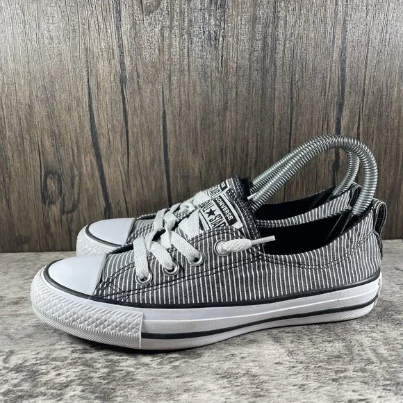 Converse Black and White Striped Sneakers - Picture 4 of 9